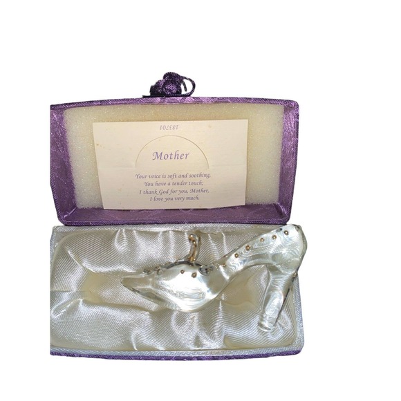About Face Designs MESSENGERS GLASS SLIPPER HIGH HEEL SHOE VTG glass figurine - Picture 2 of 8